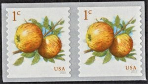 US 5037 MNH VF/XF 1 Cent Fruit Ablemarle Pippin Apples Coil Pair