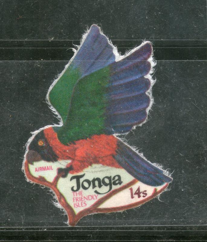 Tonga 1974 Odd Shaped, Die cut 14s AirMail Bird, Red Shining Parrot # 1758