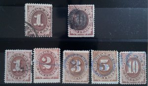 Scott #J15,J19&J22-J26 - Postage Due Stamps - Lot - Used - 1884&1891