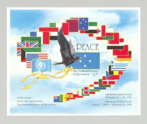Micronesia 1986 UN Peace Year, Birds, Flags, 1v. imperf proof s/s