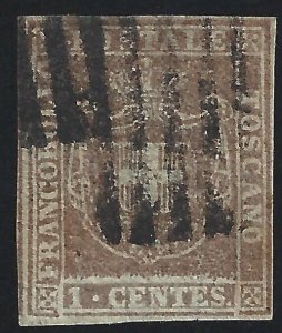 1860 TUSCANY, n . 17b 1 cent. brown lilac USED