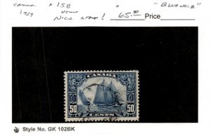 Canada, Postage Stamp, #158 Used, 1929 Schooner Blunose (AG)