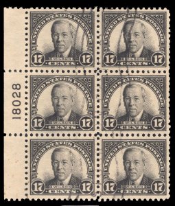 MOMEN: US STAMPS #623 PLATE BLOCK USED SUPERB LOT #71670