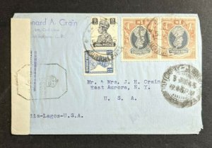 1945 Jabalpur India to East Aurora New York 8A & 1R KGVA Stamps Censored Cover
