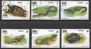 CUBA Sc# 2518-2523  REPTILES snakes lizards  CPL SET of 6  1982  used cto