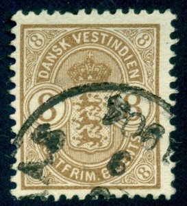 DANISH WEST INDIES #30 (22) 8cent brown, used w/proper cancel Facit $65.00