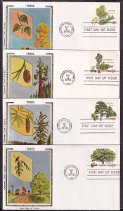 1978 American Trees Sc 1764-7 1767a set of 4 Colorano Silk  FDCs 4 designs