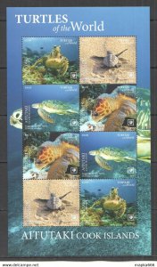 2020 Aitutaki Sea Turtles !!! Sale Marine Life Reptiles Fauna Sh ** Nw680