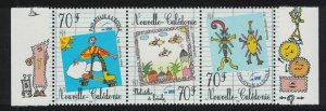 New Caledonia Philately at School Children's Drawings Strip of 3v 2000 MNH