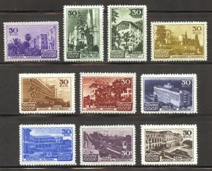 Russia Scott 1162-71 Unused LHOG - 1947 Russian Sanatoriums - SCV $35.00