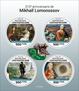 2021/07 - CENTRAL AFRICAN - MIKHAIL LOMONOSOV     4V  complet set    MNH ** T