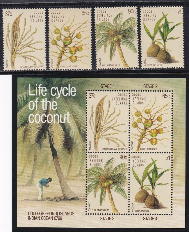 Cocos Islands # 173-176 & 176a, Life Cycle of the Coconut, NH, 1/2 Cat.