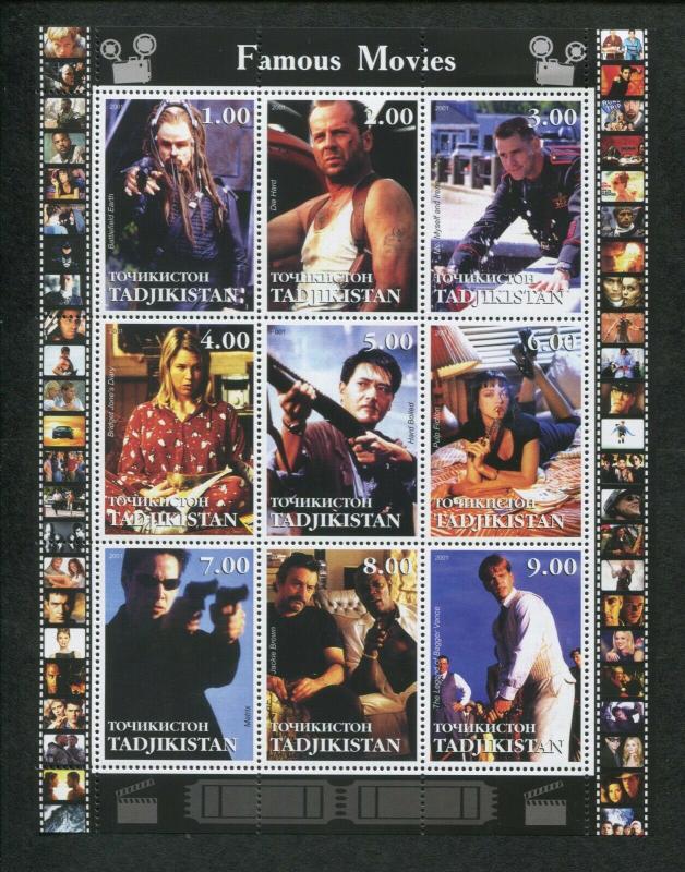 Tajikistan Commemorative Souvenir Stamp Sheet - Hollywood Famous Movies Part 2