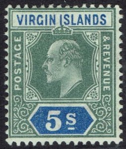 BRITISH VIRGIN ISLANDS 1904 KEVII 5/-