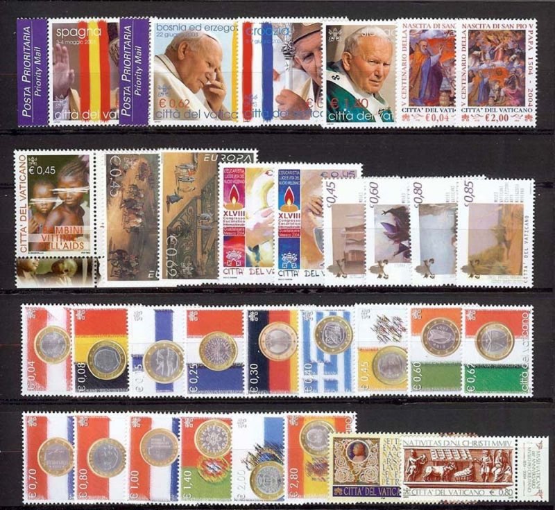 2004 Vatican City - Sc# 1258-1291 - Complete year set - MNH