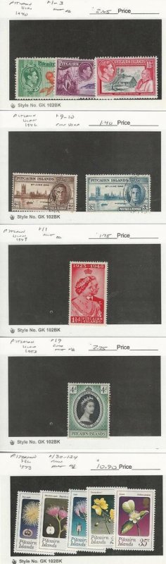 Pitcairn, Postage Stamp, #1-3, 19, 130-4 Mint NH, 11 Hinged, 9-10 Used, JFZ