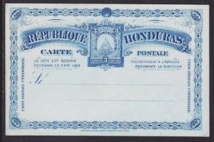 Honduras H&G 6 mint 1890 3c blue Postal Card, VF+