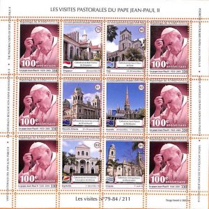 A7188 - Tchad, Error, 2020, MISPERF MINIATURE SHEET (x12 Stamps): Pope John Paul