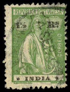 PORTUGUESE INDIA Sc 375K USED - 1921 1½r - Ceres, Ordinary paper - Perf 12 x 11½