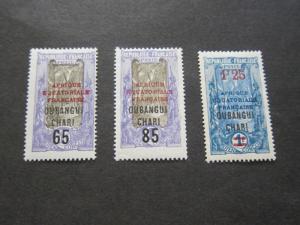 French Ubangi-Shari 1925 Sc 74-6 set MH