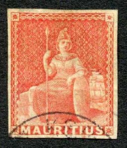 Mauritius SG28 (6d) Vermilion Fine Four Margins Cat 120 Pounds 