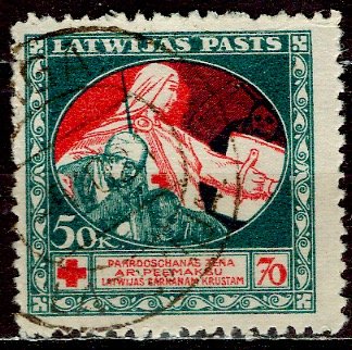 Latvia; 1920: Sc. # B3: O/Used Single Stamp