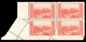 MOMEN: US STAMPS #741 VAR. BLOCK MAJOR FOLD OVER MINT OG NH LOT #72527