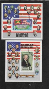 GRENADA GRENADINES #99-100 1975 AMERICAN BICENTENNIAL MINT VF NH O.G S/S CTO