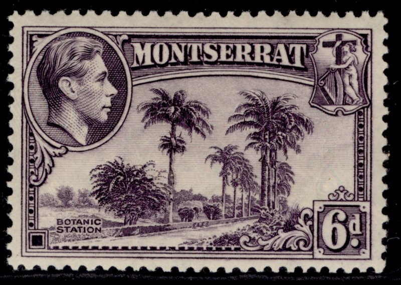 MONTSERRAT GVI SG107, 6d violet, M MINT. Cat £25. PERF 13