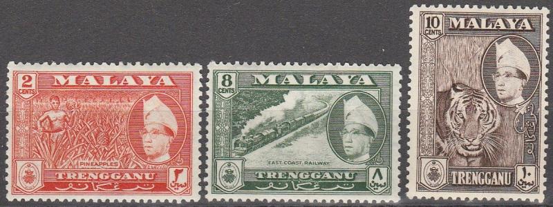 Malaya Trengganu #76, 79-80 F-VF Unused CV $10.40  (S778)