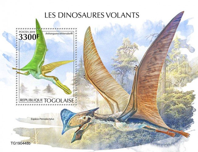 TOGO - 2019 - Flying Dinosaurs - Perf Souv Sheet  - M N H