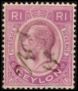 Ceylon 254 - Used - 1r George V (1928) (cv $1.50)