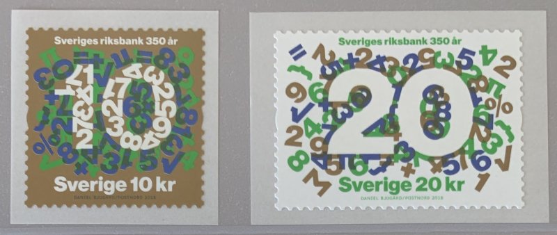 Sweden 2018 #2811-2 MNH. Bank of Sweden, self-adhesive