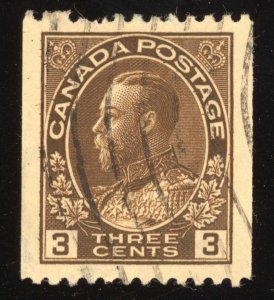 Canada Scott 134   Used 1921 Brown 3 cents OCU012 bhmstamps