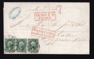 US 33/34 Strip on Cover from New Orleans to Aalten Holland VF w/ PF Cert (102)