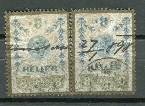 AUSTRIA; 1898 early F. Joseph Revenue issue fine used 8h. pair