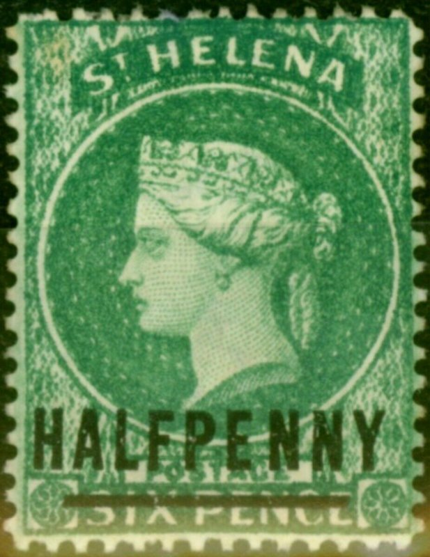 St Helena 1884 1/2d Emerald SG34 Words 17mm Fine Mtd Mint