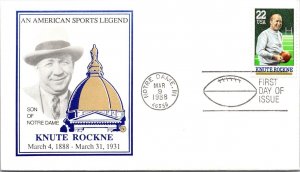 FDC 1988 SC #2359a Knute Rockne Cachet - Notre Dame, In - Single - J17769