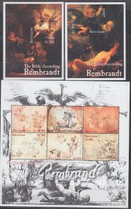 SIERRA LEONE Sc # 2411a-f,13,14 MNH SHEET  + 2 S/S REMBRANDT BIBLICAL SCENES