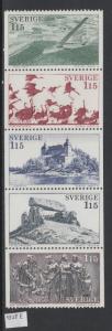 XG-V822 SWEDEN - Birds, 1978 Aviation, Castles, 5 Values Strip MNH Set