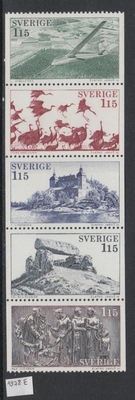 XG-V822 SWEDEN - Birds, 1978 Aviation, Castles, 5 Values Strip MNH Set