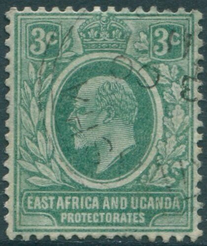 Kenya Uganda and Tanganyika 1907 SG35 3c green KEVII #1 FU (amd)