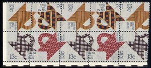 United States, 1930-Present #1745-48var, 1978 13c Quilts, misperforated se-te...