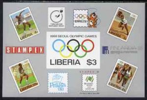 LIBERIA - 1988 - Seoul Olympics - Imperf Min Sheet - Mint Never Hinged