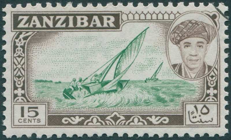 Zanzibar 1961 15c green & sepia SG375 CTO