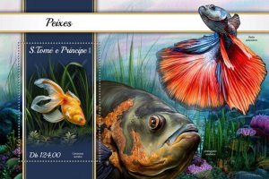 SAO TOME - 2018 - Fishes - Perf Souv Sheet - Mint Never Hinged