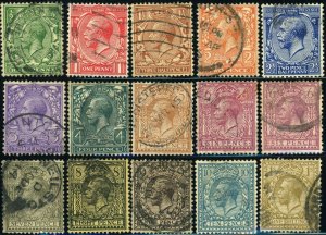 GREAT BRITAIN #159-172 King George V Postage Stamp Collection 1912-1913 Used