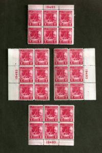 BOBPLATES #645 Valley Forge Matched Set of Plate Blocks 19493 F-VF HR SCV=$100+