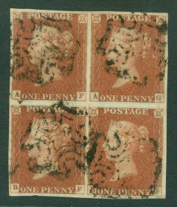 SG 8 1d red-brown plate 36 block of 4. Fine used cancelled with Maltese... 