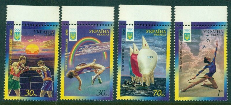 UKRAINE:  2000 Olympics Complete Set; Sc. 386-89; Boxing Sailing Gymnastics 